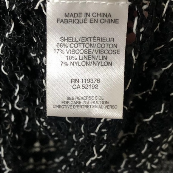 Helmut Lang Small Black White Open Knit Color block Sweater Linen V-neck Y11 - Picture 6 of 6